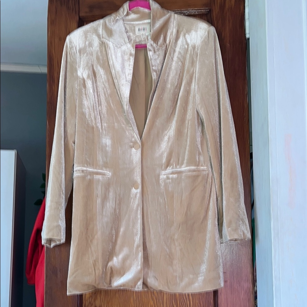 BiBi Champagne Beige Velvet Blazer Jacket
